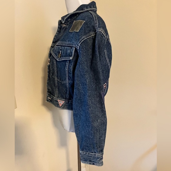 Vintage 80s Patchwork Denim Guess Jeans Jacket Size Small - Picture 8 of 16